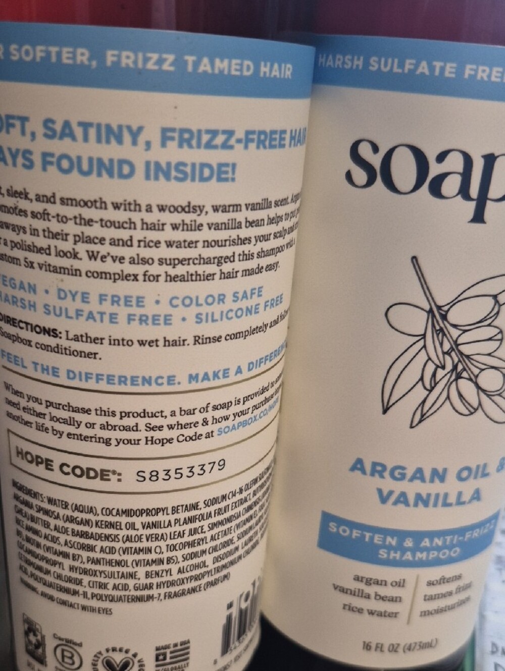 Soapbox Argan Oil & Vanilla Softening Shampoo - You Get Two! - Picture 4 of 4